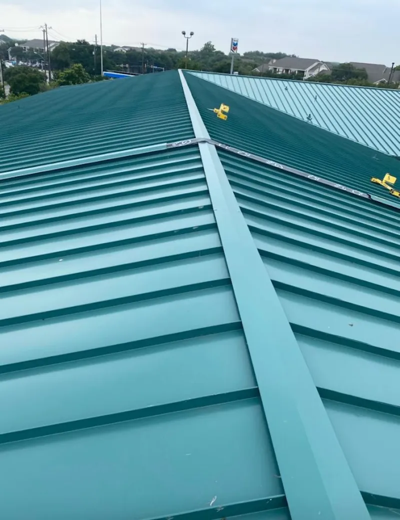 Green commercial metal roof ridge and valley for Metal Roof Repair in Wyckoff